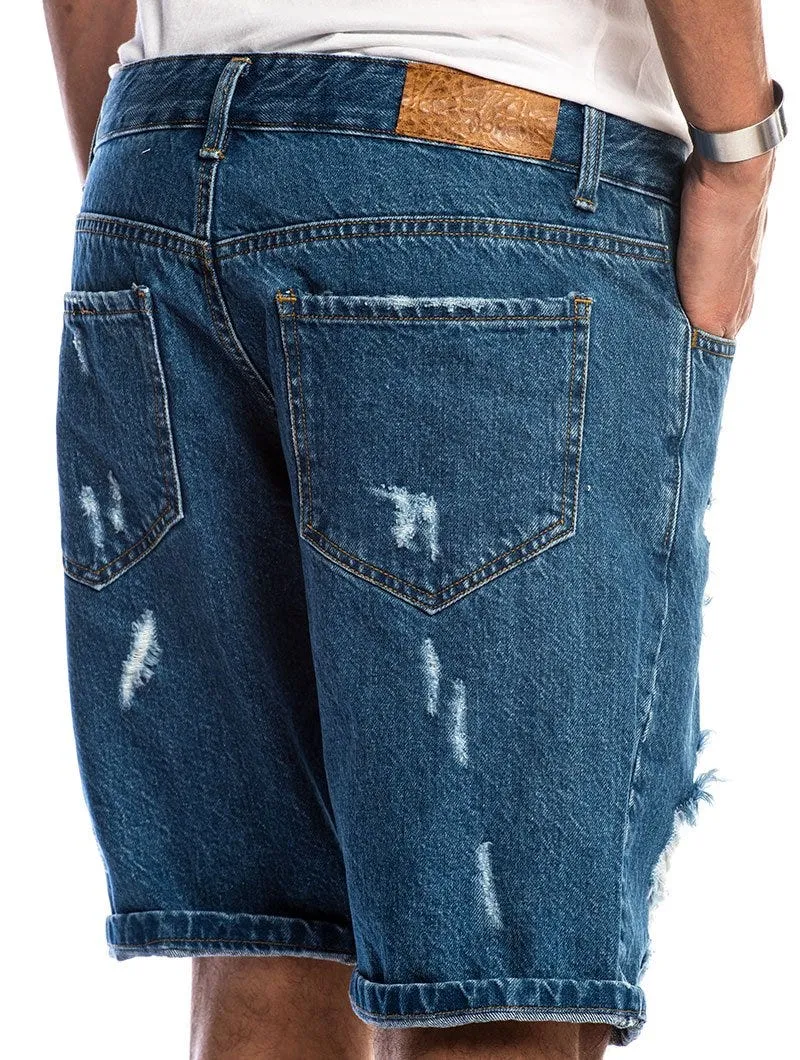 KAUI RIPPED SHORTS IN DARK BLUE