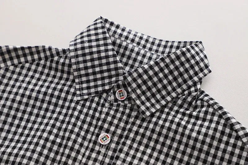 Long-sleeved Plaid Polo Shirt and Pants